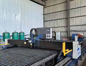 Big laser cutting machine in factory workshop
